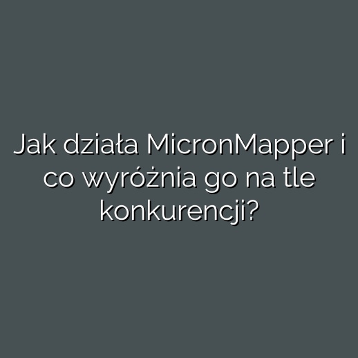 Jak działa MicronMapper i co wyróżnia go na tle konkurencji?
